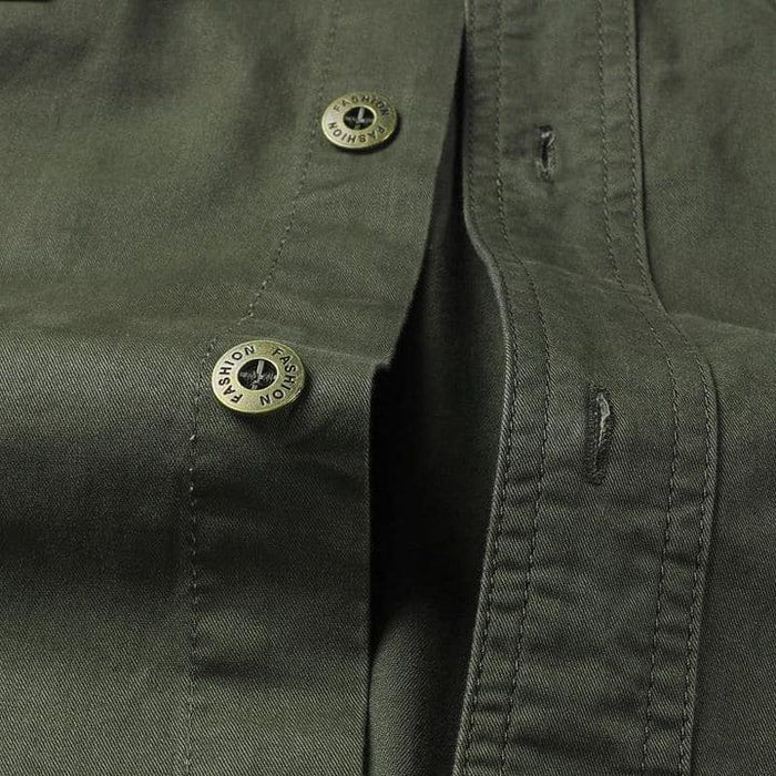 Military Style Long Sleeve Shirt With Pockets, Buttons and Unique Original Design (Win a Waterproof Watch as a Gift)