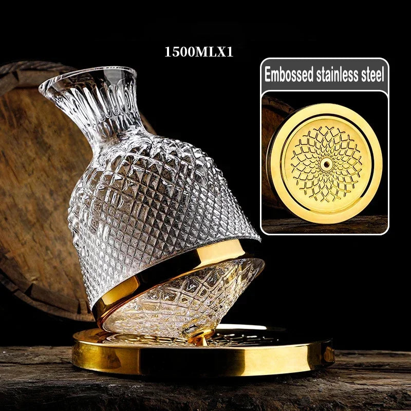 Elegance 360° Rotating Crystal Wine Decanter – 1500ml Premium Aerator - Home To Choices