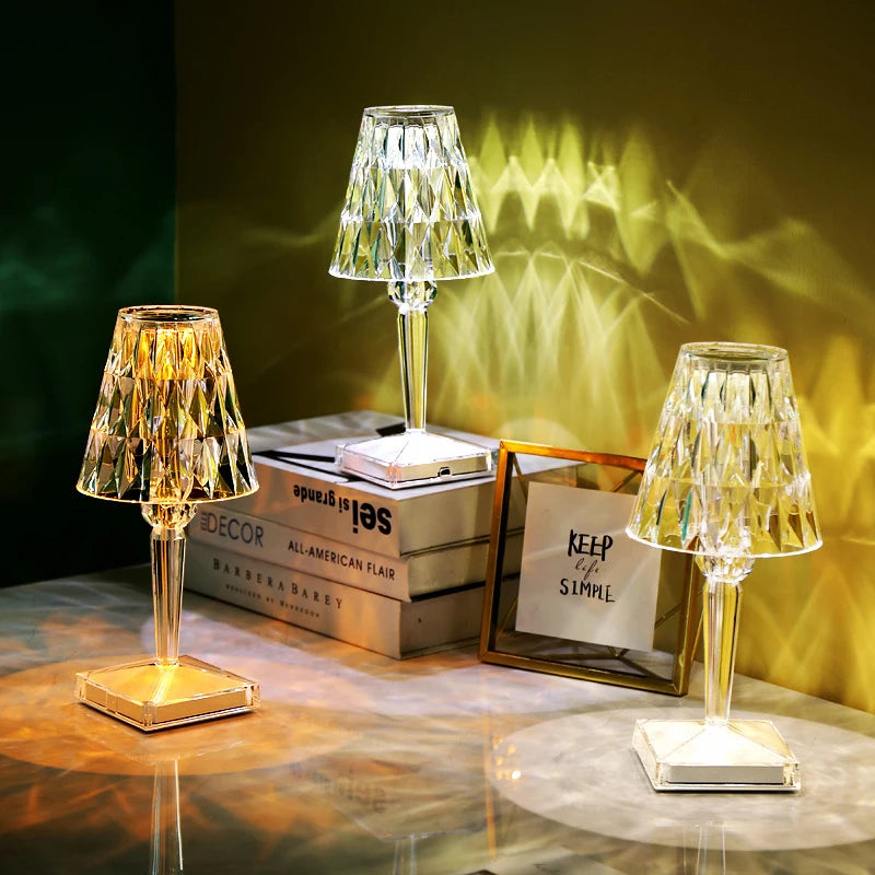 DiamondGlow™ 3-in-1 Wireless LED Table Lamp – USB Rechargeable - Home To Choices