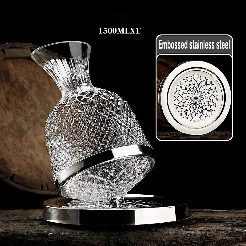 Elegance 360° Rotating Crystal Wine Decanter – 1500ml Premium Aerator - Home To Choices