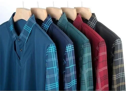 Olev Unique Design Original Long-Sleeve Shirt with Collar (Includes a Free Waterproof Watch)