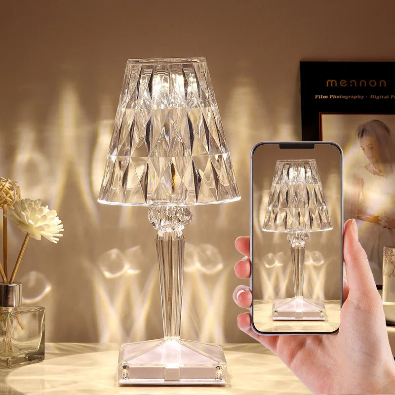 DiamondGlow™ 3-in-1 Wireless LED Table Lamp – USB Rechargeable - Home To Choices