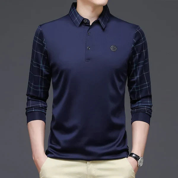Religari Original Long-Sleeve Polo Shirt with Unique Sleeve & Collar Design (Includes a Free Geneva Watch)