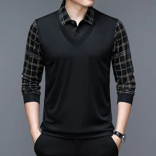 Olev Unique Design Original Long-Sleeve Shirt with Collar (Includes a Free Waterproof Watch)