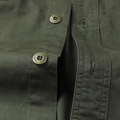 Military Style Long Sleeve Shirt With Pockets, Buttons and Unique Original Design (Win a Waterproof Watch as a Gift)