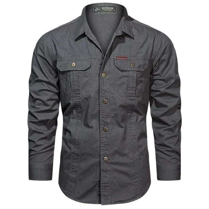 Military Style Long Sleeve Shirt With Pockets, Buttons and Unique Original Design (Win a Waterproof Watch as a Gift) - Home To Choices
