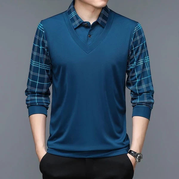 Olev Unique Design Original Long-Sleeve Shirt with Collar (Includes a Free Waterproof Watch)