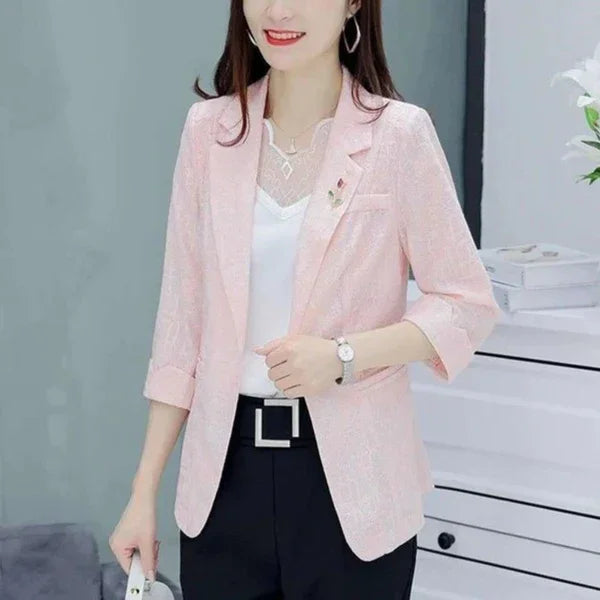 Azaleia Lace Blazer - Floral Lace Details and Special Brooch, Elegance for the Brightest Days - Home To Choices