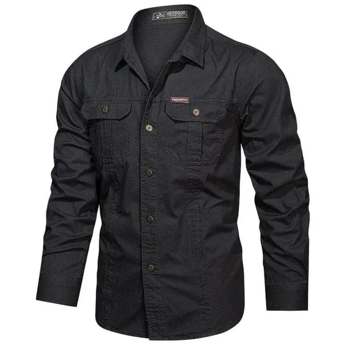 Military Style Long Sleeve Shirt With Pockets, Buttons and Unique Original Design (Win a Waterproof Watch as a Gift) - Home To Choices