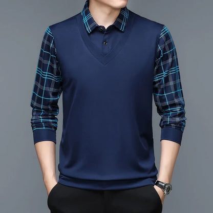 Olev Unique Design Original Long-Sleeve Shirt with Collar (Includes a Free Waterproof Watch)