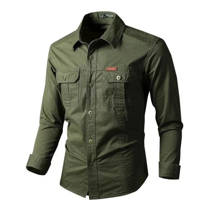 Military Style Long Sleeve Shirt With Pockets, Buttons and Unique Original Design (Win a Waterproof Watch as a Gift) - Home To Choices