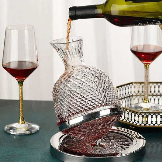 Elegance 360° Rotating Crystal Wine Decanter – 1500ml Premium Aerator - Home To Choices