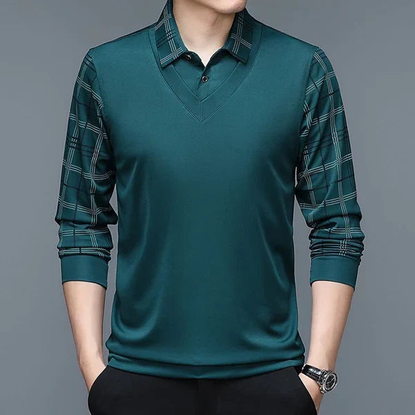 Olev Unique Design Original Long-Sleeve Shirt with Collar (Includes a Free Waterproof Watch)